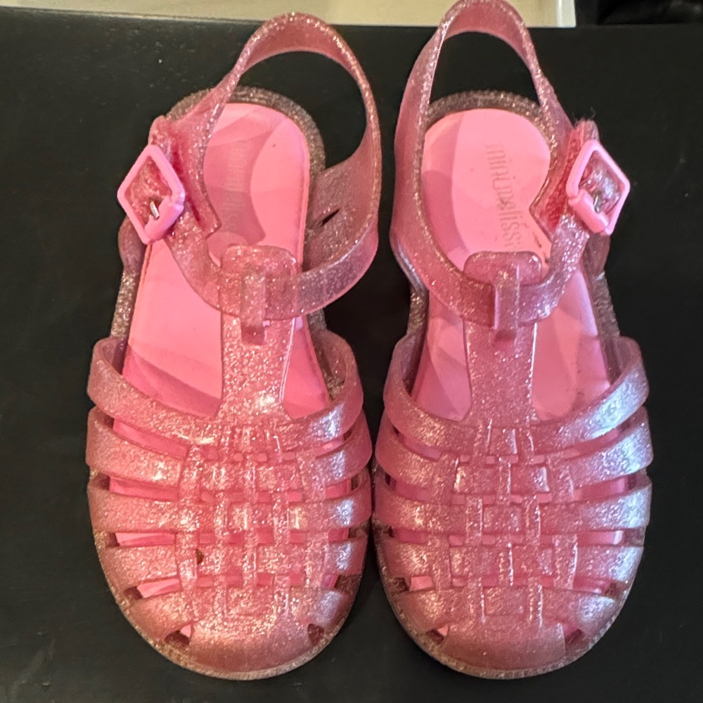 Mini Melissa Sparkly Pink Kids Sandals